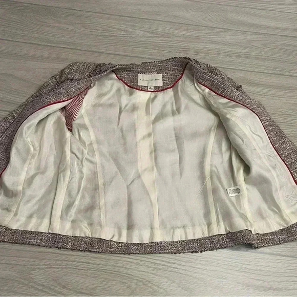 Banana Republic Tweed Fringe Trim Zip Blazer Career Jacket Women’s size 8 - Picture 7 of 13